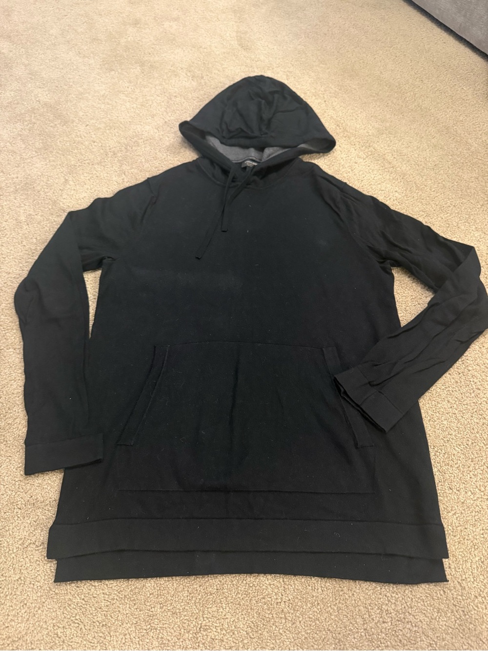 Banana Republic Men's Black Hooded Sweatshirt Pullover